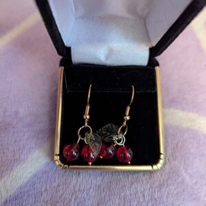 Hand Crafted Red and Gold Cluster Earrings